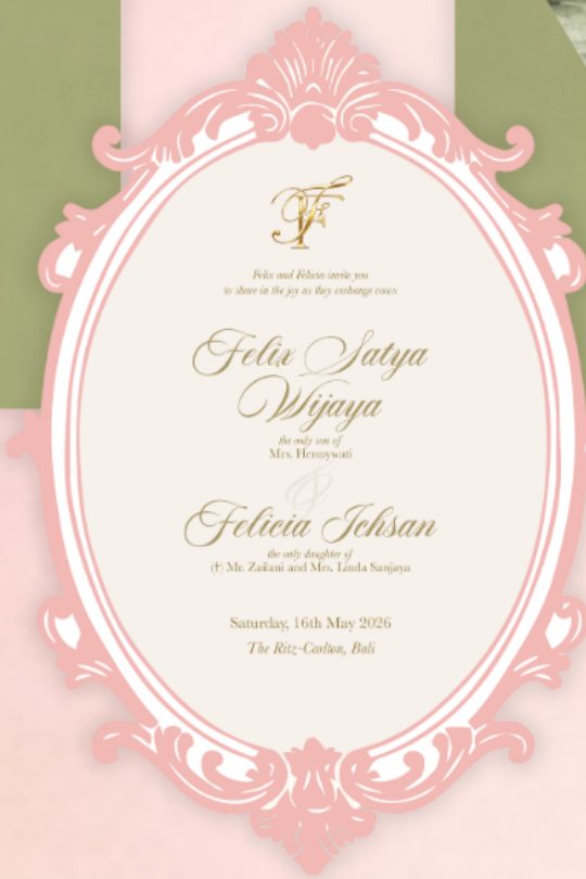 Felix and Felicia oval invitation